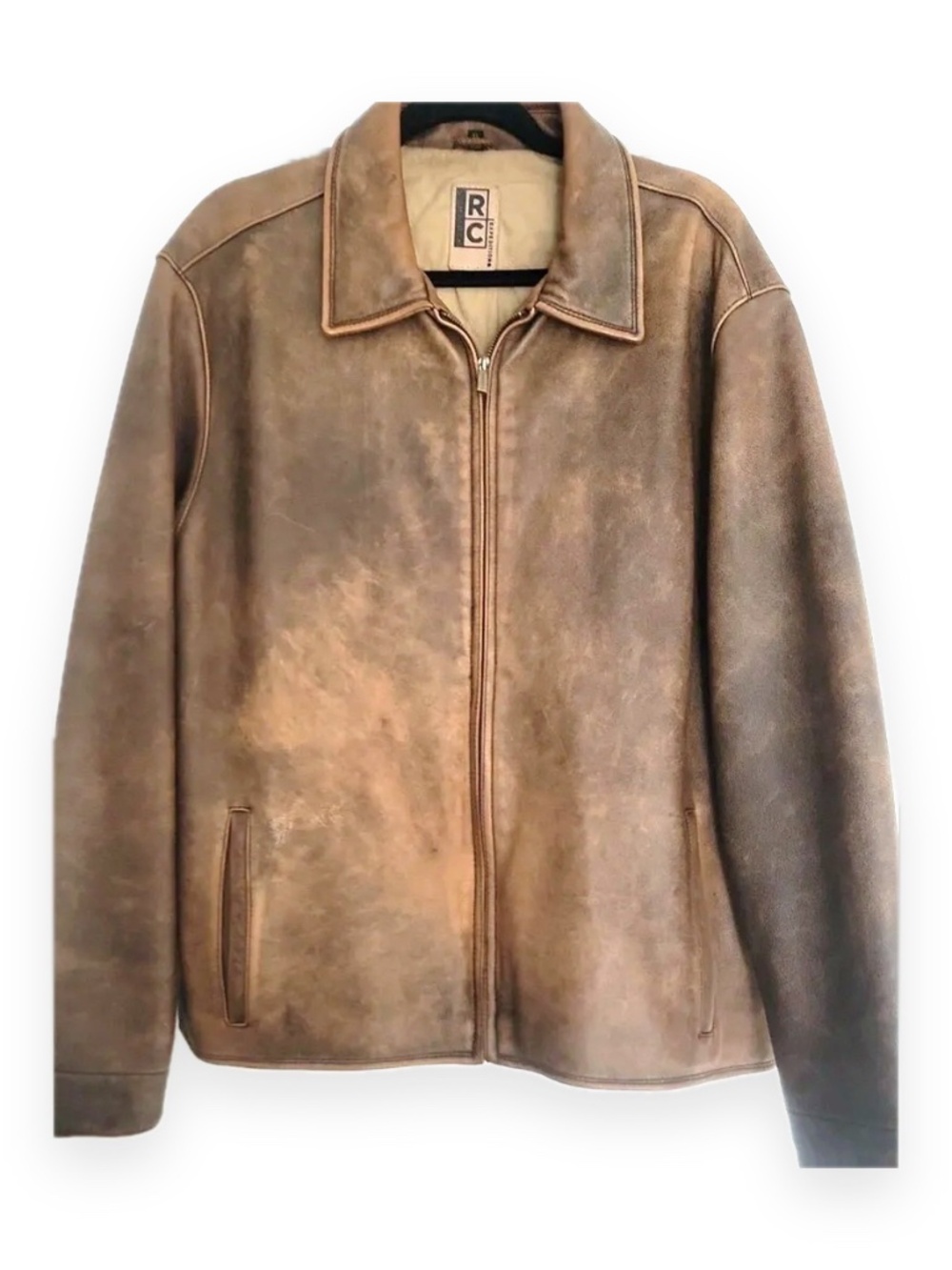 RC Comstock Expedition Mens Brown Distressed Leather Jacket